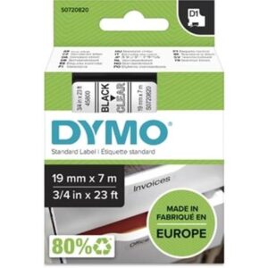 Dymo D1 tape 19 mm, zwart op transparant